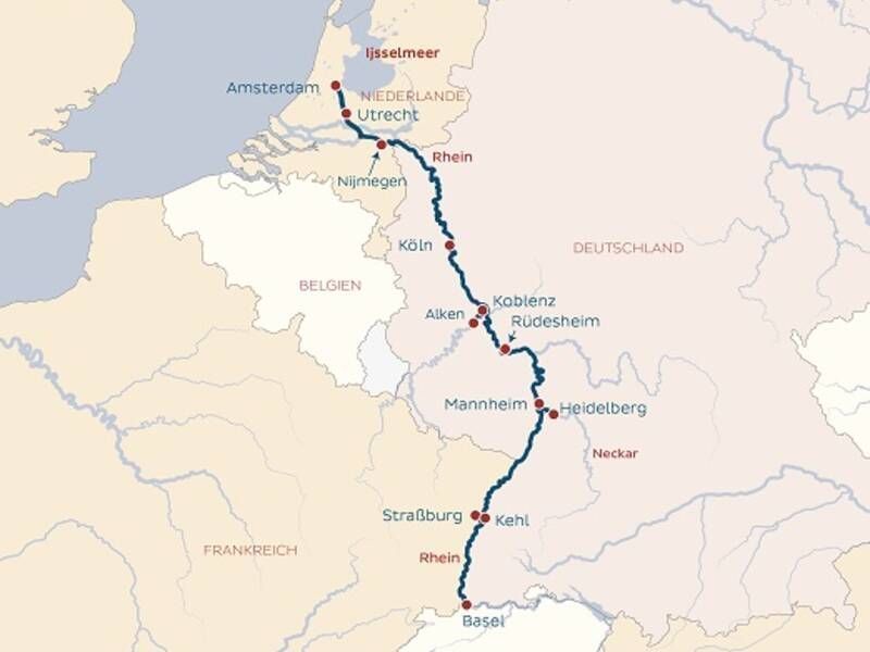 Fahrgebiete der MS Rhein Melodie