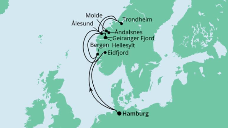 Kreuzfahrt Norwegens Fjorde September 2023 buchen