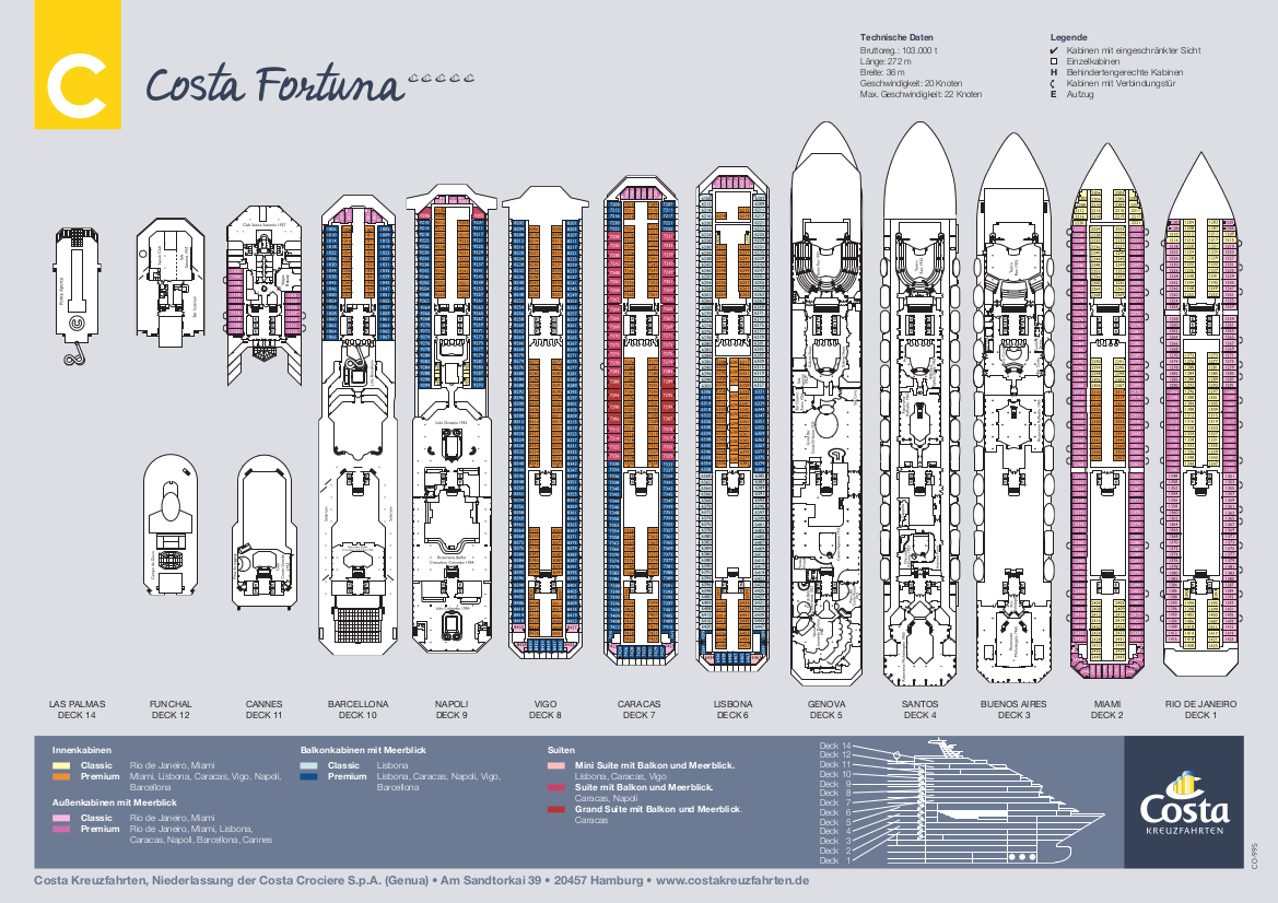 costa fortuna cruise mapper